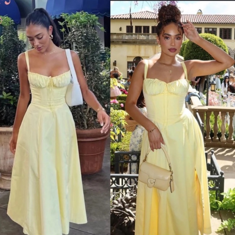 HOUSE OF CB 'Carmen' Buttercup Bustier Sundress yellow NWOT size M